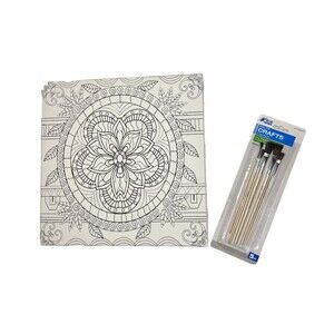 Crayola Mandala Canvas and Paint Brushes Blank Mandala Wooden Paint Brushes OW